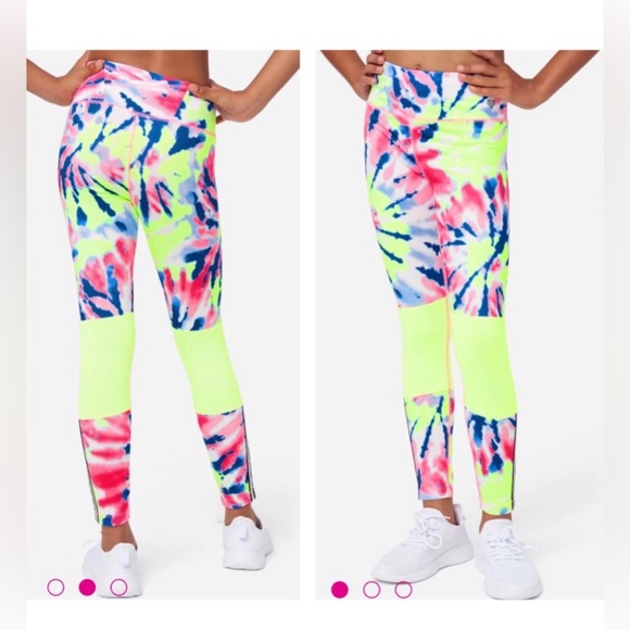 Justice Sport Girls Bright Tie-Dye Color Block Athletic Legging - sz: M (10) - Picture 2 of 5